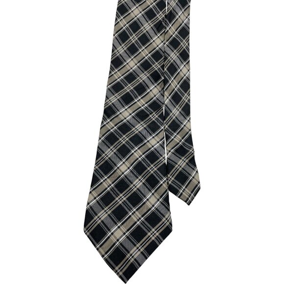 Ralph Lauren Chaps Silk Tie Tartan Plaid Blue Gray - Picture 1 of 6
